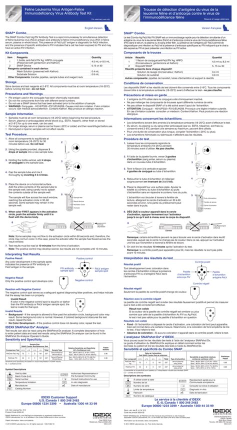 SNAP FIV/FeLV Combo Test Product Insert and .
